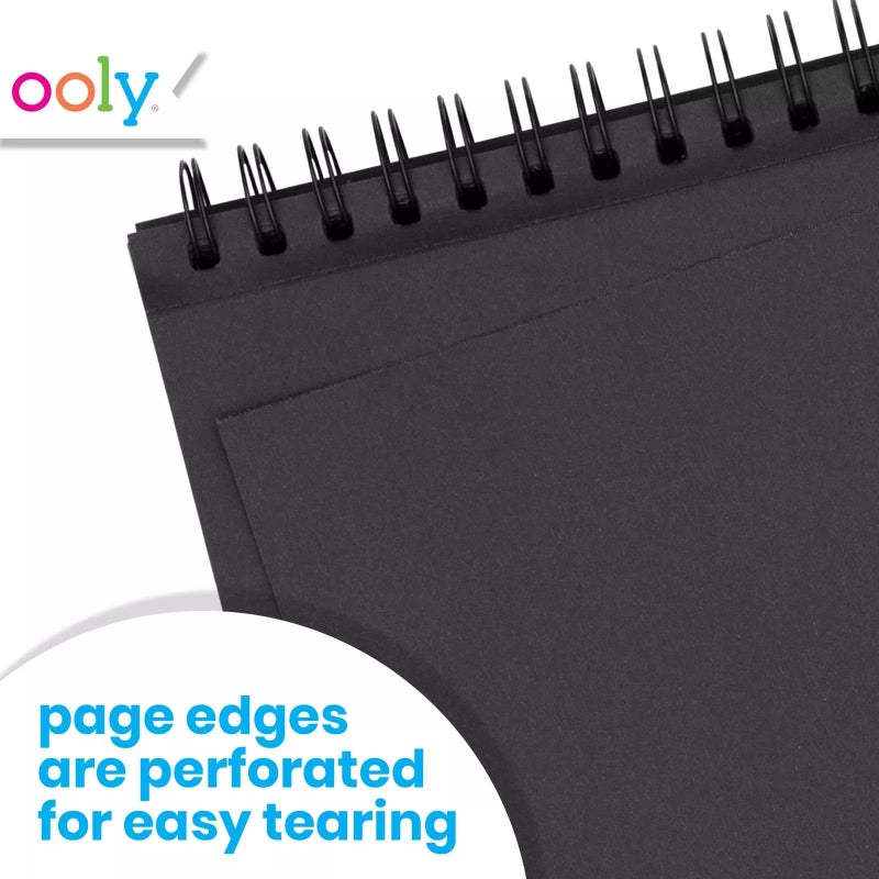 OOLY DIY Cover Small Sketchbook, 5 x 7.5 Inches, Black Paper Sketchbook, Drawing Book for Kids, Artists Drawing Pad for Gel Pens and White Pencils - Image 5